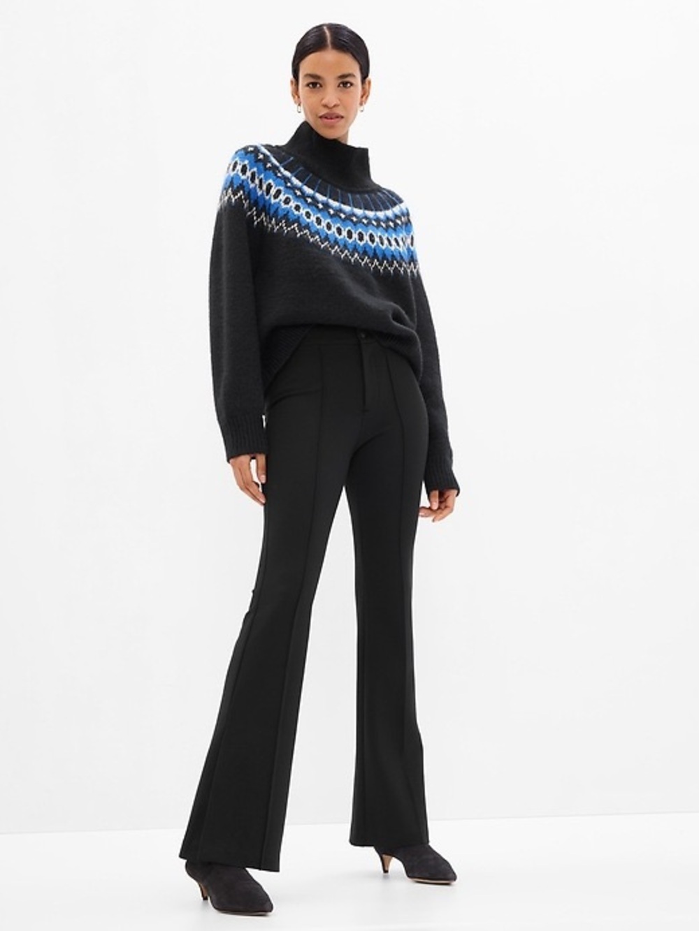 GAP Black Flare Split Hem Ponte Pants - Women's Tailored Flare